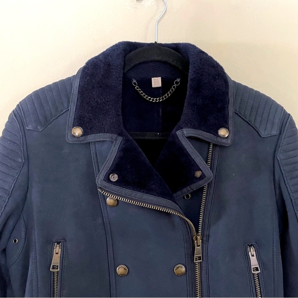 Burberry | Blue Merino Shearling Moto/Biker Jacket, Sz 14 (fits 6-8*) ♥ NWOT - Picture 11 of 11